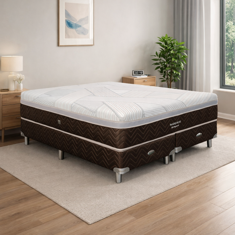 Conjunto Sommier Springwall Maximus Queen 160x200 Resortes Pocket 130 Kg