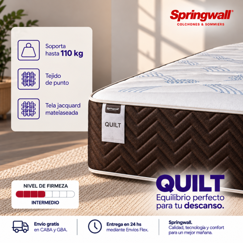 Colchon Springwall Quilt 140x190 Resortes Ergonomicos