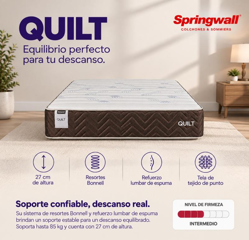 Conjunto Sommier Springwall Quilt 140x190 Resortes
