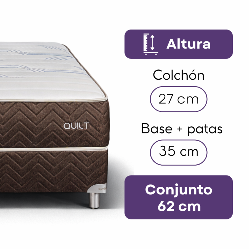 Conjunto Sommier Springwall Quilt 140x190 Resortes