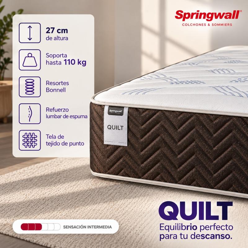 Conjunto Sommier Springwall Quilt 160x200 Resortes