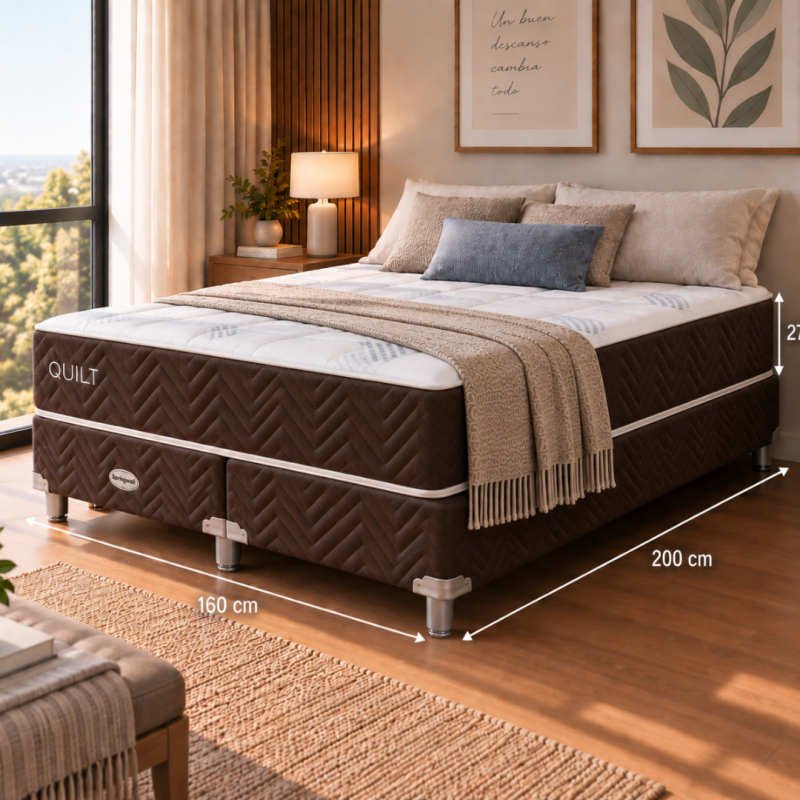 Conjunto Sommier Springwall Quilt 160x200 Resortes