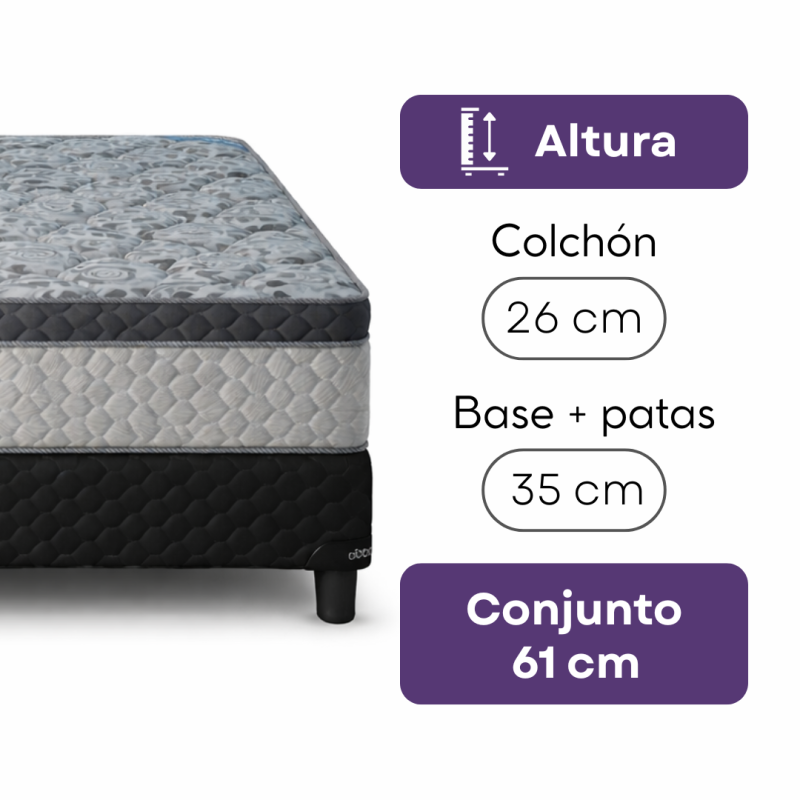 Conjunto Sommier Newtop Topacio Marfil DV 140x190