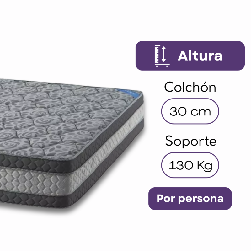 Conjunto Sommier Newtop Topacio Marfil Plus 140x190