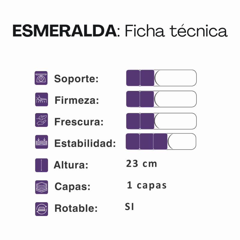Colchón Topacio Esmeralda 80x90x23 Espuma 90 Kg