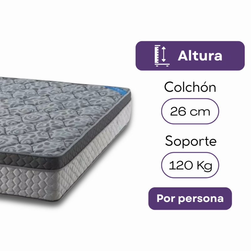 Colchón Topacio Marfil Dv 80x190x26 Espuma 120 Kg