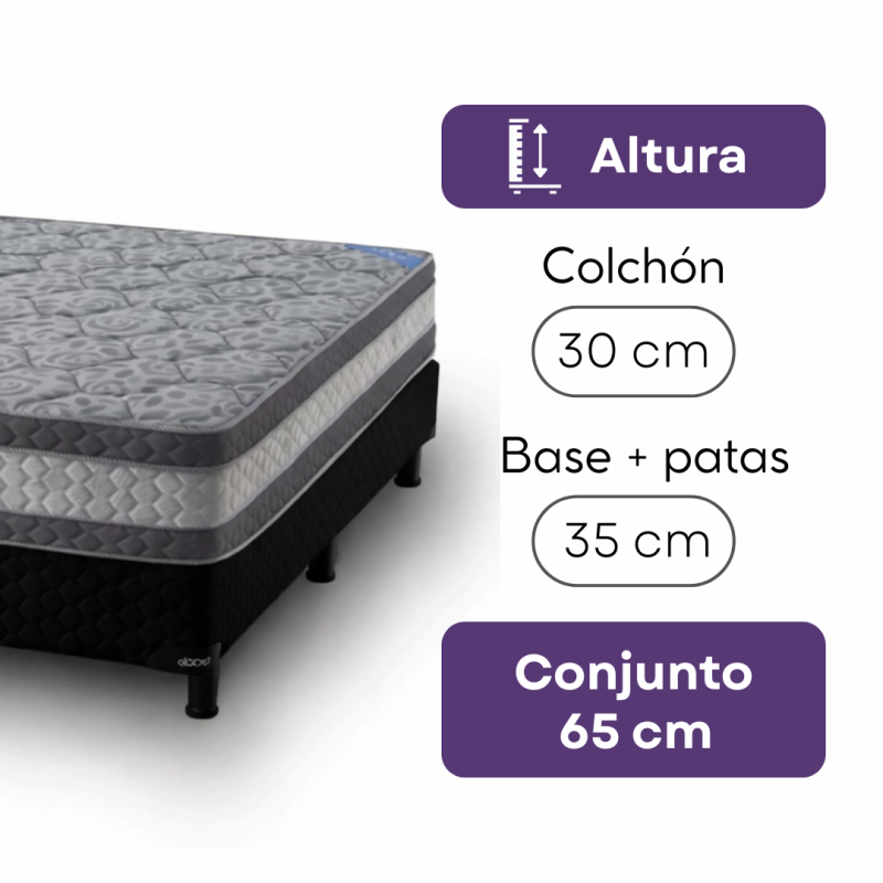 Conjunto Sommier Newtop Topacio Marfil Plus King 200x200 Espuma