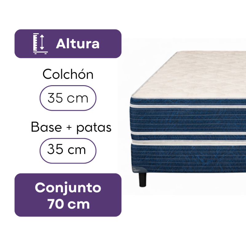 Conjunto Sommier Sueño Dorado Atenas Queen 160x200 Espuma 130 Kg