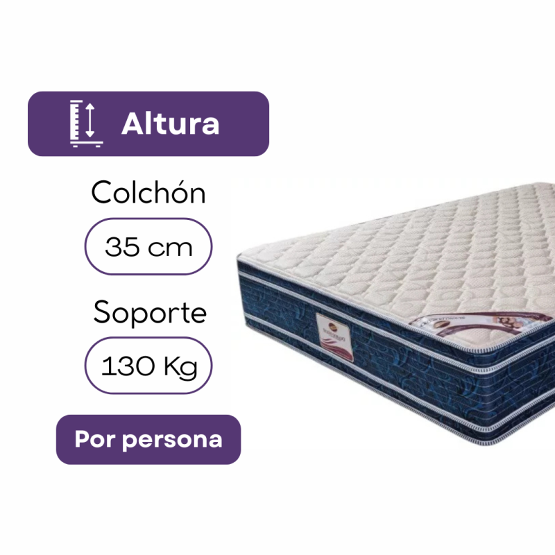 Conjunto Sommier Sueño Dorado Atenas Queen 160x200 Espuma 130 Kg