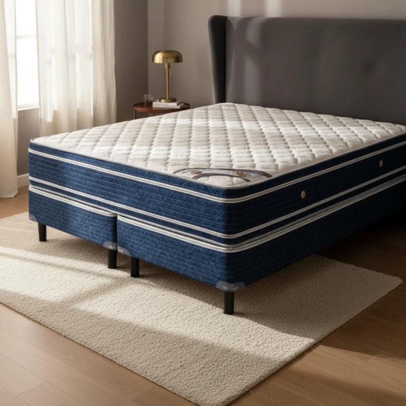 Conjunto Sommier Sueño Dorado Atenas Queen 160x200 Espuma 130 Kg