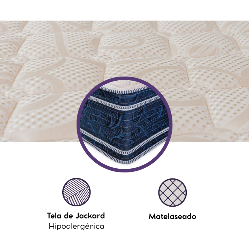 Conjunto Sommier Sueño Dorado Atenas Queen 160x200 Espuma 130 Kg