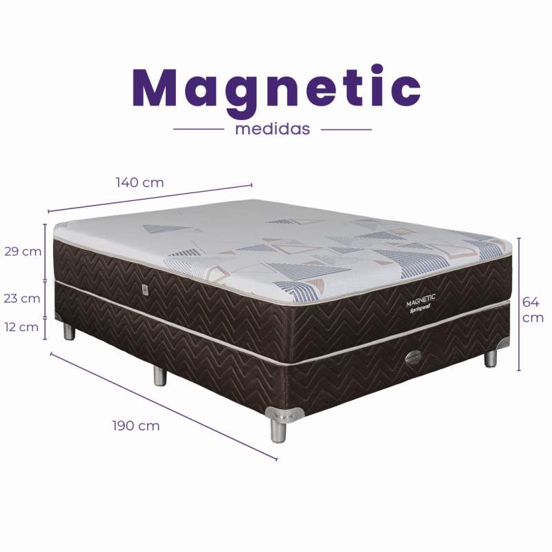 Conjunto Sommier Springwall Magnetic 140x190 Resortes Pocket