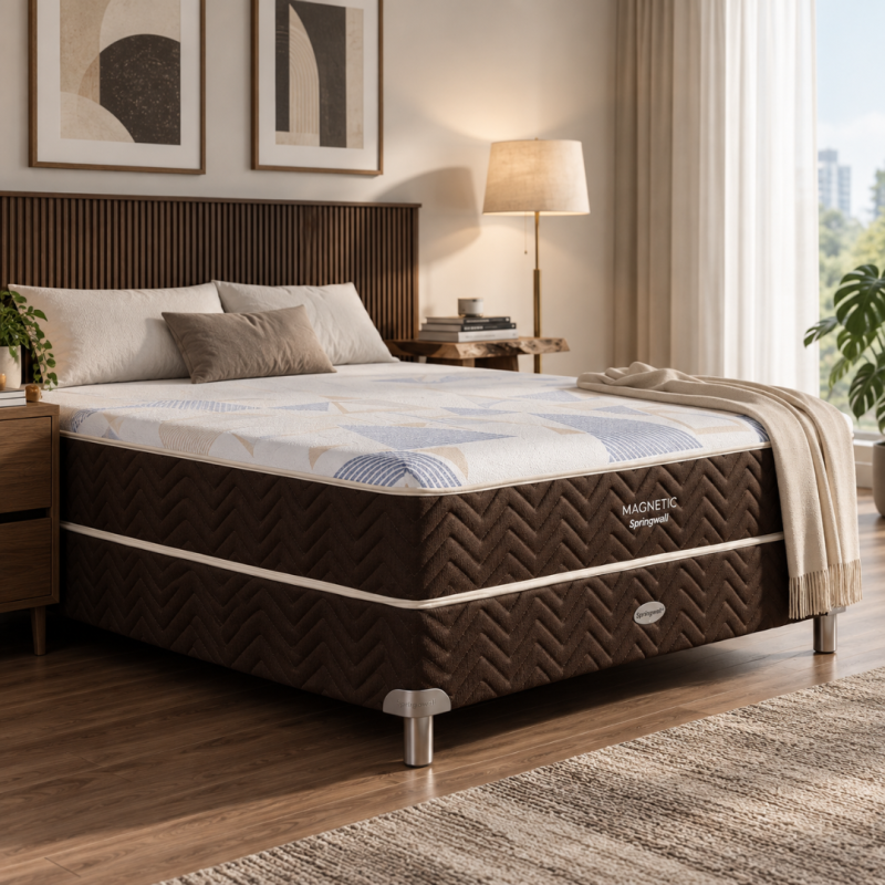 Conjunto Sommier Springwall Magnetic 140x190 Resortes Pocket