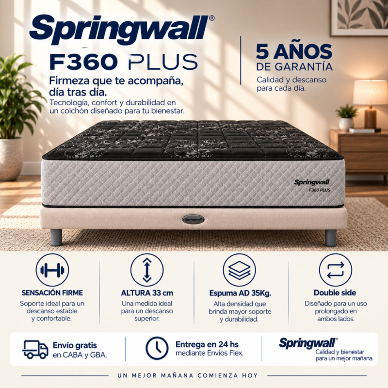 CONJUNTO SOMMIER SPRINGWALL F360 PLUS 140x190