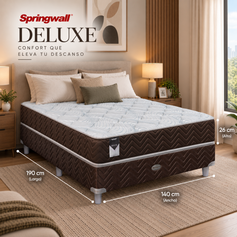 Conjunto Sommier Springwall Deluxe 140x190 Espuma