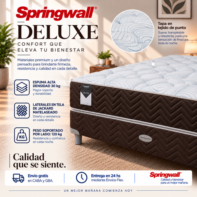 Conjunto Sommier Springwall Deluxe 140x190 Espuma