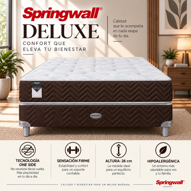 Conjunto Sommier Springwall Deluxe 140x190 Espuma