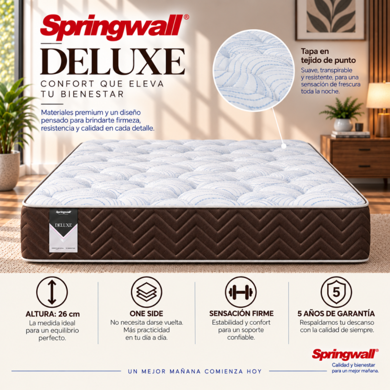 Colchon Springwall Deluxe 140x190 Espuma