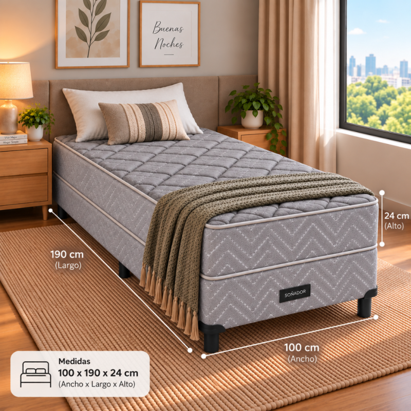 Conjunto Sommier Springwall Primera Plus 100x190 Espuma