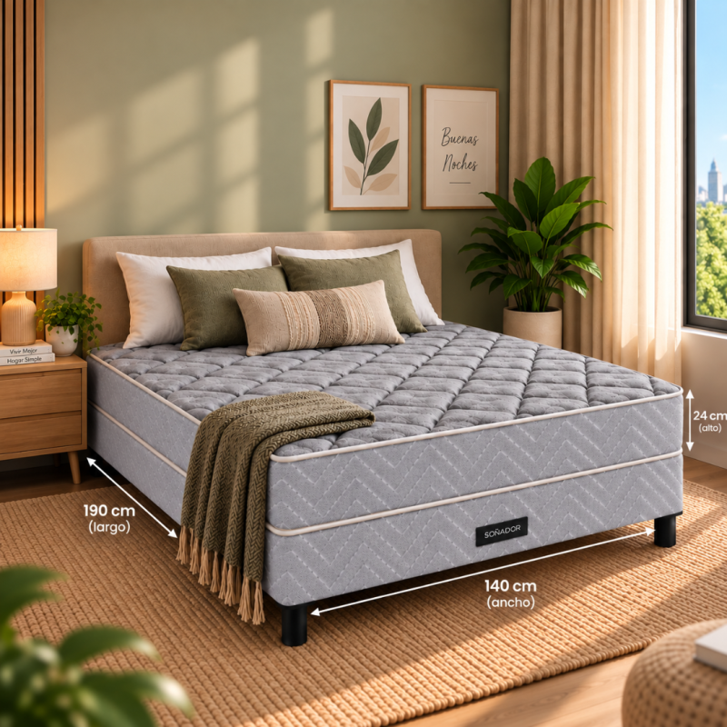 Conjunto Sommier Springwall Primera Plus 140x190 Espuma