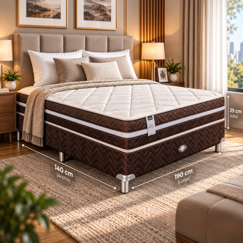 Conjunto Sommier Springwall Gran Realce 140x190 Resortes