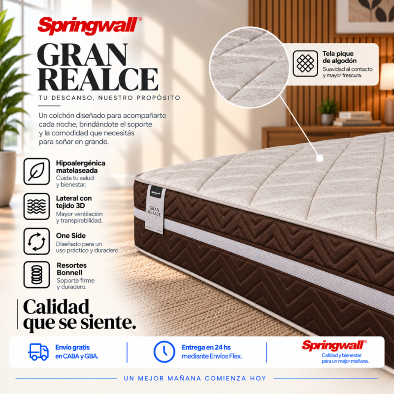 Colchón Springwall Gran Realce 140x190 Resortes