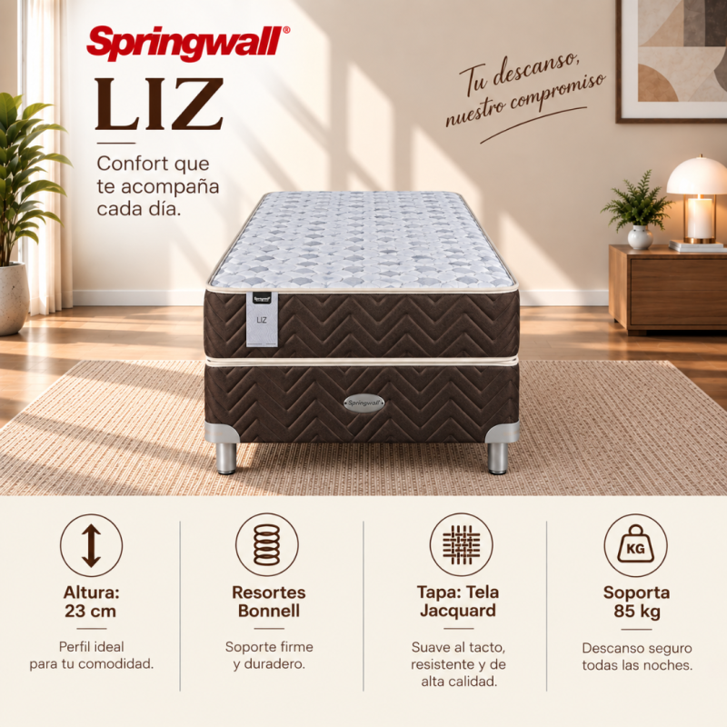 Conjunto Sommier Springwall Liz 80x190 Resortes