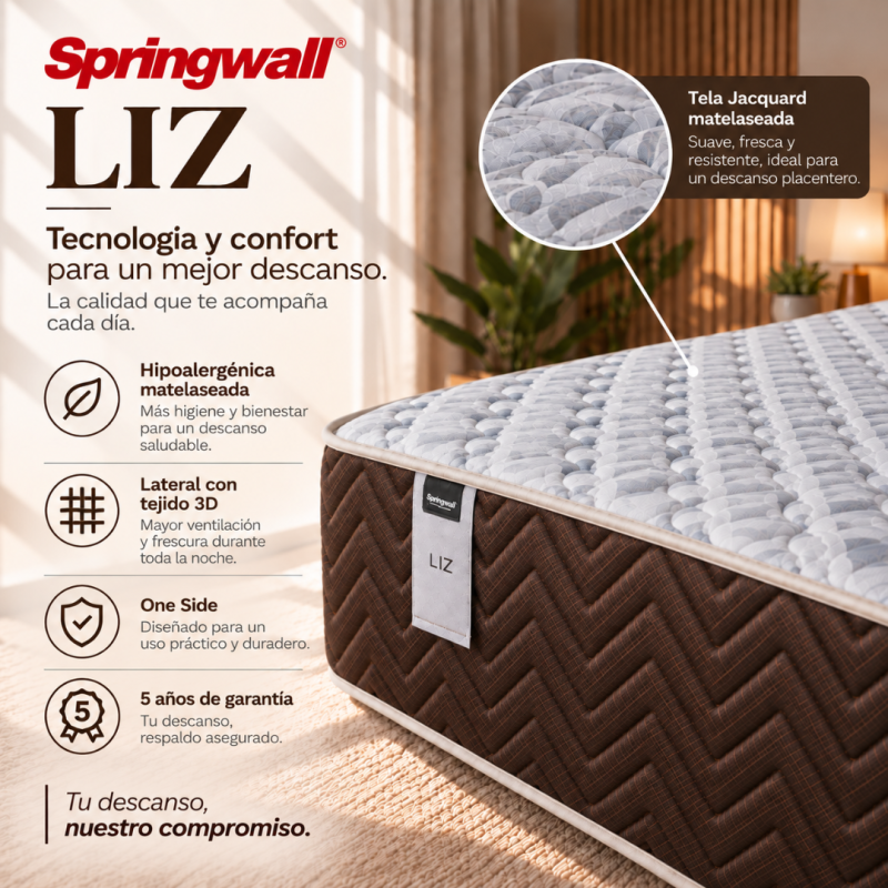 Conjunto Sommier Springwall Liz 80x190 Resortes