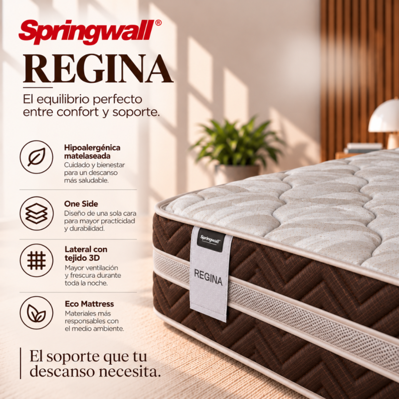 Conjunto Sommier Springwall Regina 90x190 Resortes