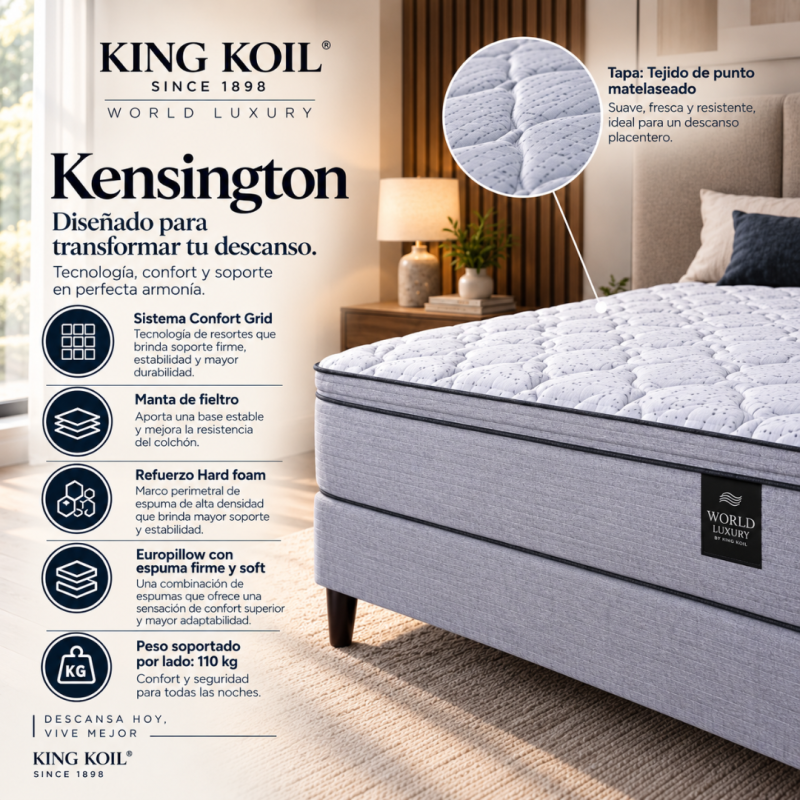 Conjunto Sommier King Koil Kensingtong 140x190 Espuma