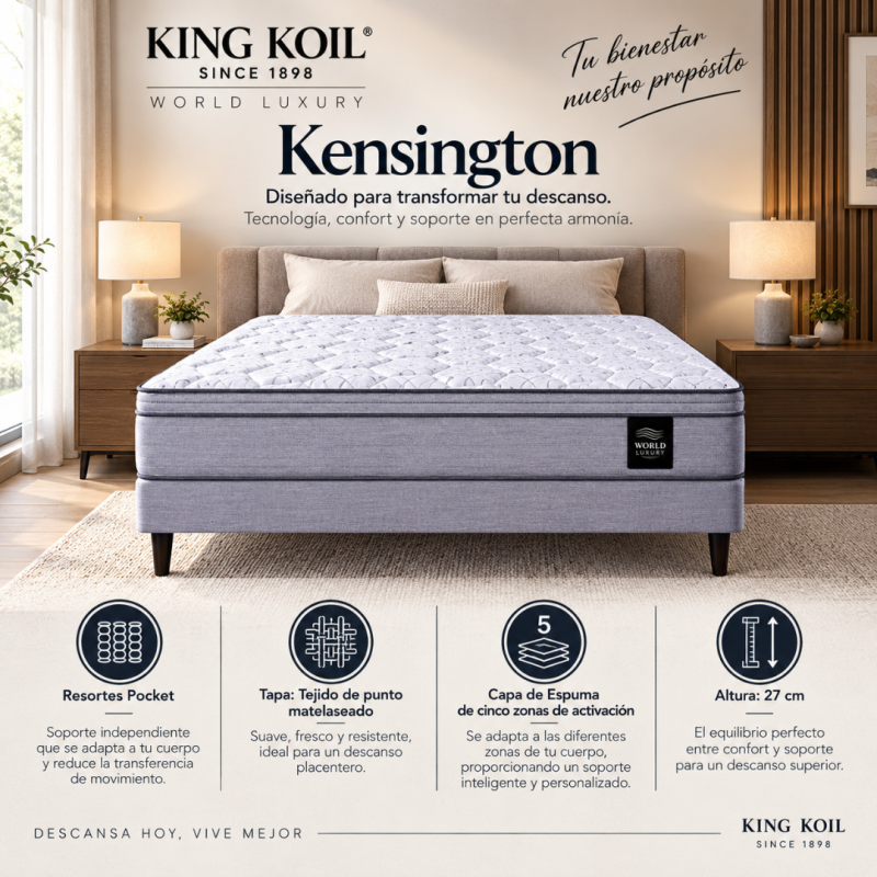 Conjunto Sommier King Koil Kensingtong 140x190 Espuma