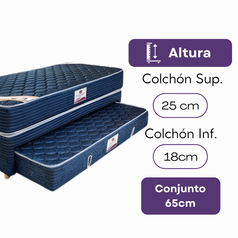 Sommier Duo Sueño Dorado Marinera 90x190 Resortes 100Kg