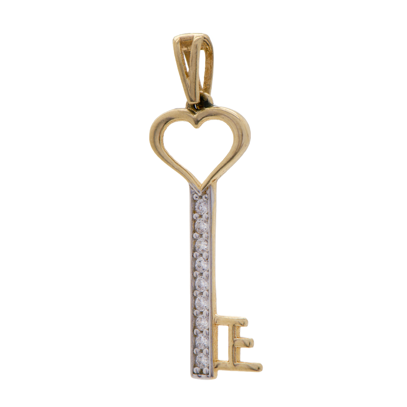 DIJE LLAVE CON CUBIC- 18 KTS.