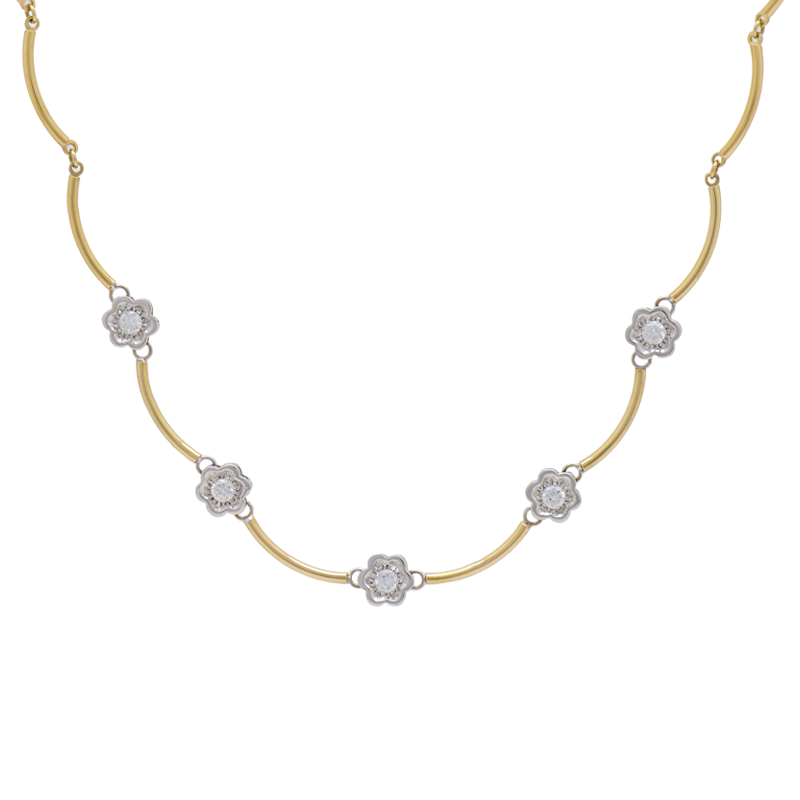 CADENA ITALIANA CON FLORES- 18 KTS.