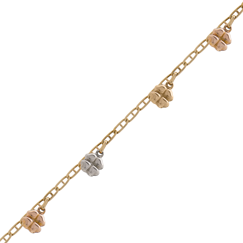 PULSERA GUCCI CON DIJES TREBOL TRICOLOR- 18 KTS.