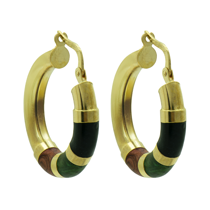 AROS ARGOLLA CON LINEAS DE COLORES- 18 KTS