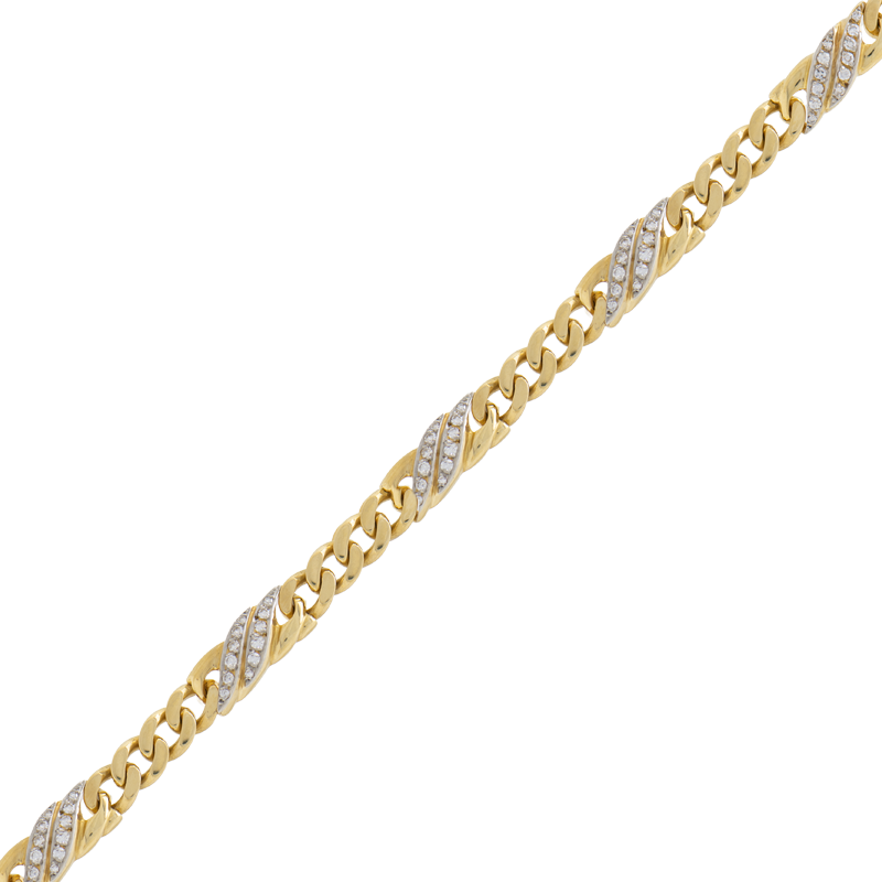 PULSERA GROUMET CON BRILLANTES, COMBINADA - 18 KTS.
