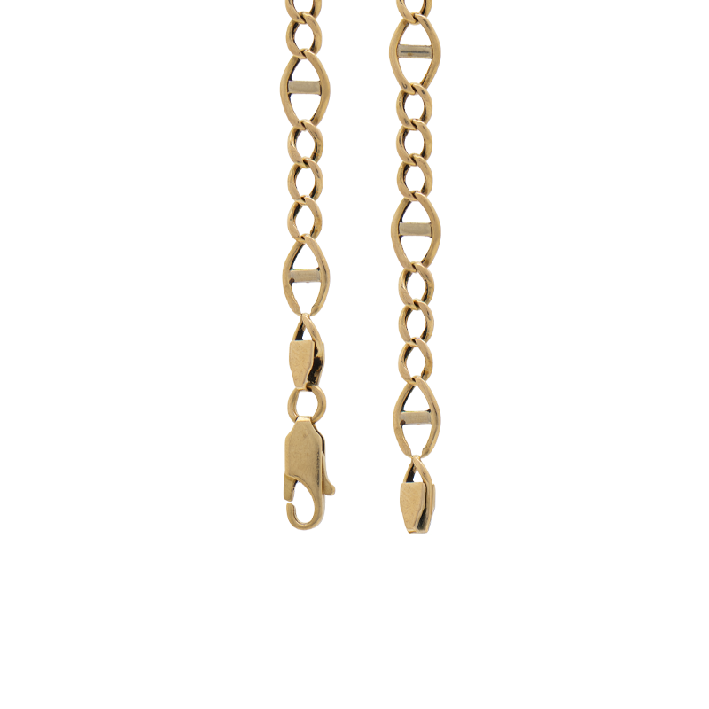 PULSERA TIPO FÍGARO 3X1, COMBINADA - 18 KTS.