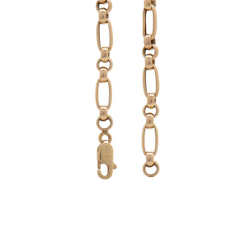 PULSERA ESTILO ROLÓ, CON UNIONES OVALADAS - 18 KTS.