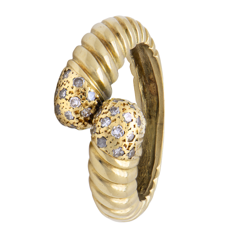 ANILLO TORZADO CON BRILLANTES- 18 KTS.