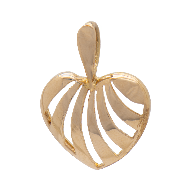 DIJE CORAZON CON LINEAS- 18 KTS.