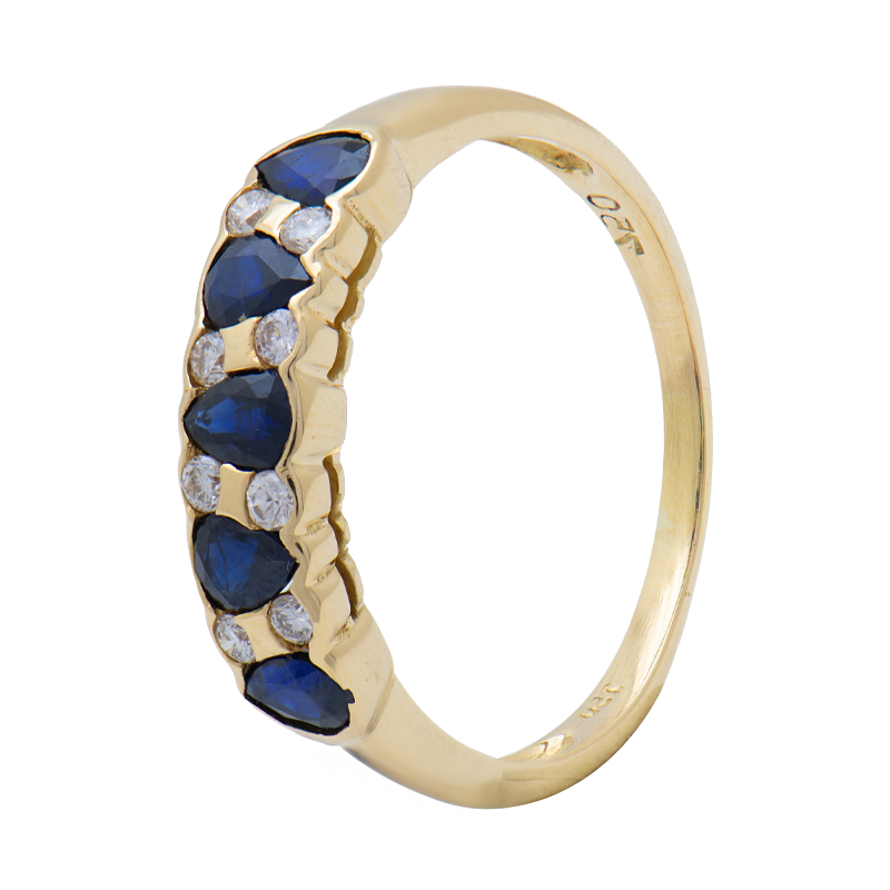 ANILLO MEDIO SIN FIN CON ZAFIROS Y BRILLANTES- 18 KTS.