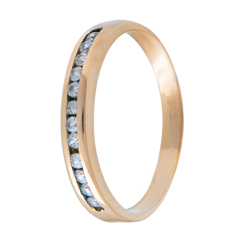 ANILLO MEDIO SIN FIN CON CUBICS- 18 KTS.