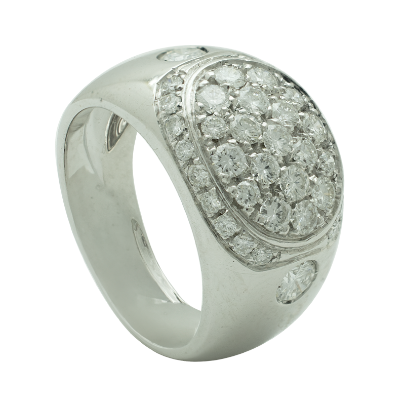 ANILLO OVALADO CON FRENTE DE BRILLANTES - 18 KTS.
