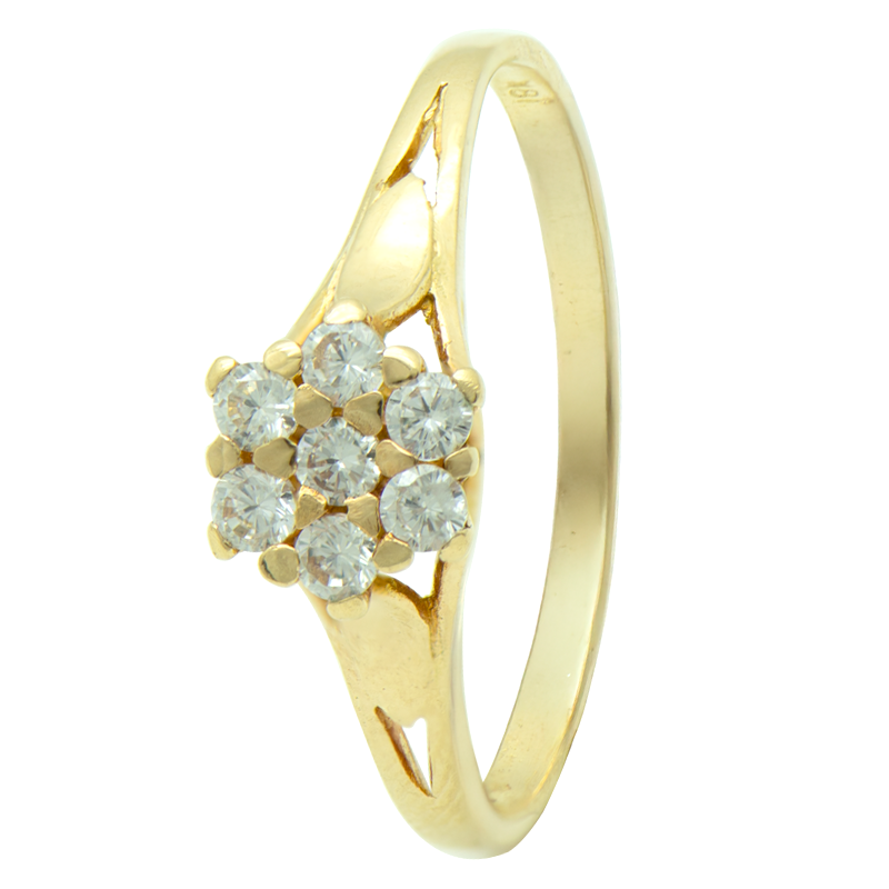ANILLO TIPO ROSETA CON CUBIC- 18 KTS.