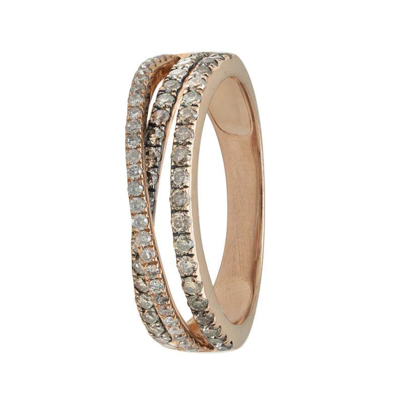 ANILLO ENTRELAZADO CON BRILLANTES- 18 KTS.