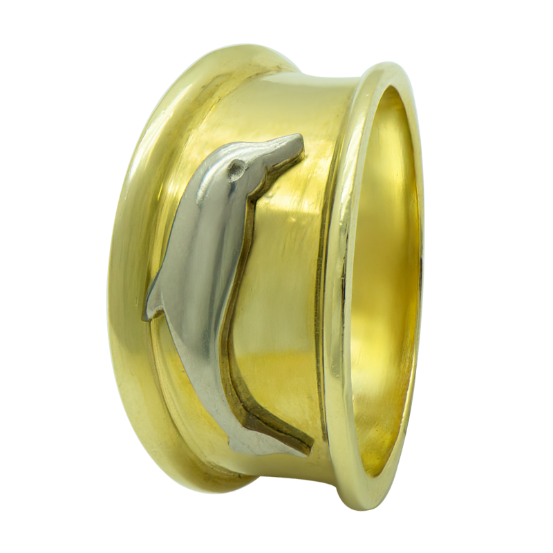 ANILLO COMBINADO CON DELFIN - 18 KTS.