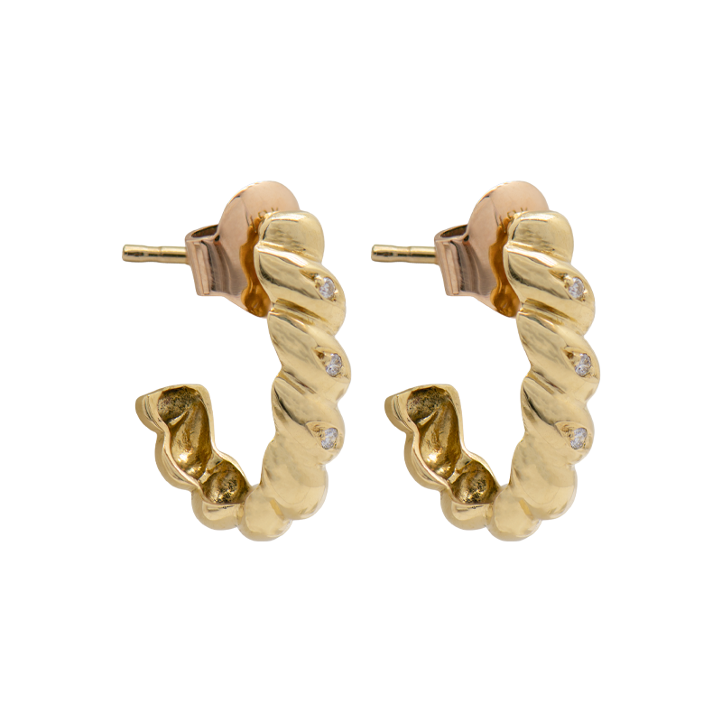 AROS MEDIA ARGOLLA CON BRILLANTES- 18 KTS.