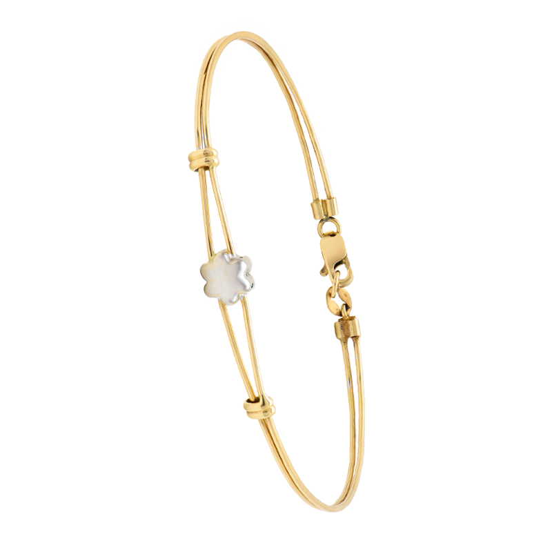 ESCLAVA COMBINADA CON FLOR CENTRAL- 18 KTS.