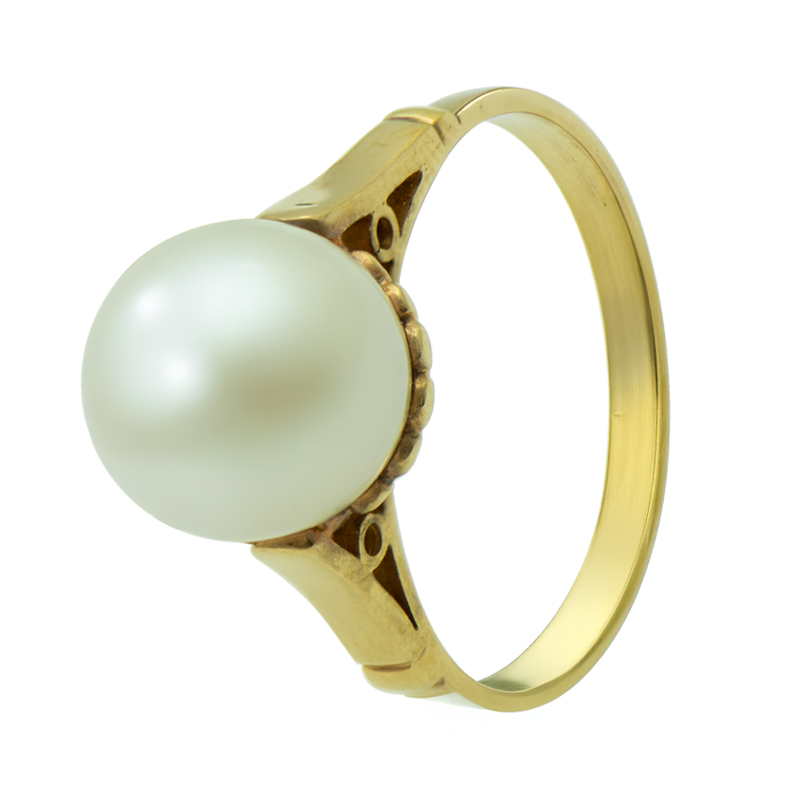 ANILLO CON PERLA CENTRAL - 18 KTS.